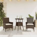 Casa si Gradina - Gradina si terasa - Mobilier exterior - Seturi mobila gradina - Set mobilier de gradina cu perne 3 piese maro poliratan&sticla - Infinity.ro