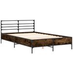 Casa si Gradina - Mobilier - Paturi si accesorii - Paturi - Cadru de pat, stejar fumuriu 140x200 cm lemn prelucrat si metal - Infinity.ro