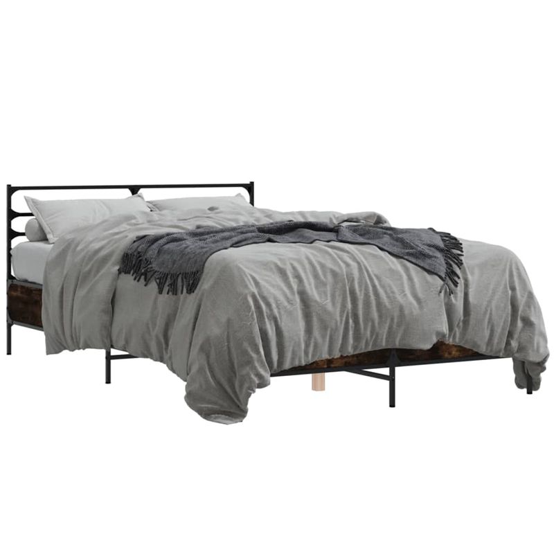 Casa si Gradina - Mobilier - Paturi si accesorii - Paturi - Cadru de pat, stejar fumuriu 140x200 cm lemn prelucrat si metal - Infinity.ro