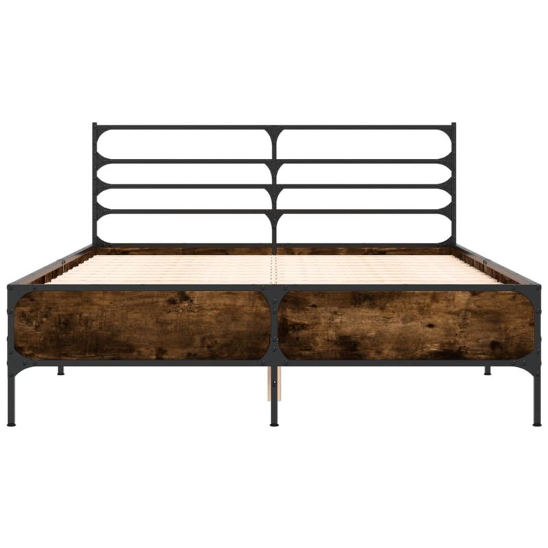 Casa si Gradina - Mobilier - Paturi si accesorii - Paturi - Cadru de pat, stejar fumuriu 140x200 cm lemn prelucrat si metal - Infinity.ro