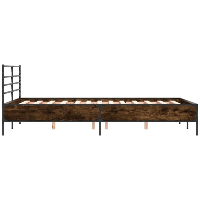 Casa si Gradina - Mobilier - Paturi si accesorii - Paturi - Cadru de pat, stejar fumuriu 140x200 cm lemn prelucrat si metal - Infinity.ro
