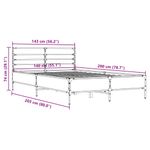 Casa si Gradina - Mobilier - Paturi si accesorii - Paturi - Cadru de pat, stejar fumuriu 140x200 cm lemn prelucrat si metal - Infinity.ro