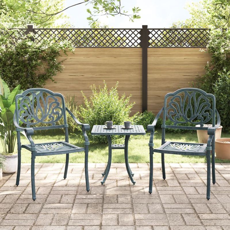 Casa si Gradina - Gradina si terasa - Mobilier exterior - Scaune si sezlonguri gradina - Scaune de gradina, 2 buc., verde, aluminiu turnat - Infinity.ro