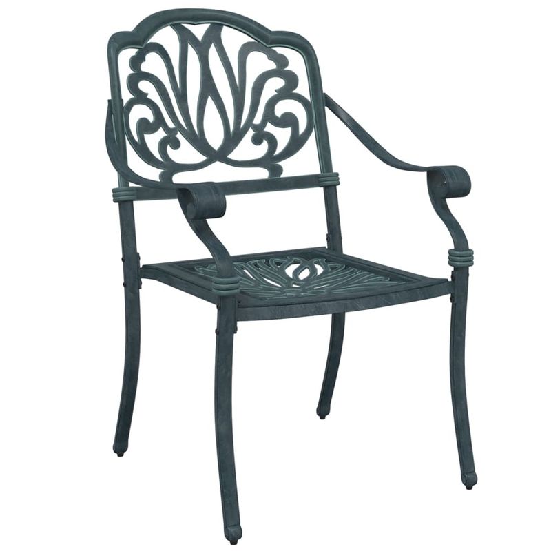 Casa si Gradina - Gradina si terasa - Mobilier exterior - Scaune si sezlonguri gradina - Scaune de gradina, 2 buc., verde, aluminiu turnat - Infinity.ro