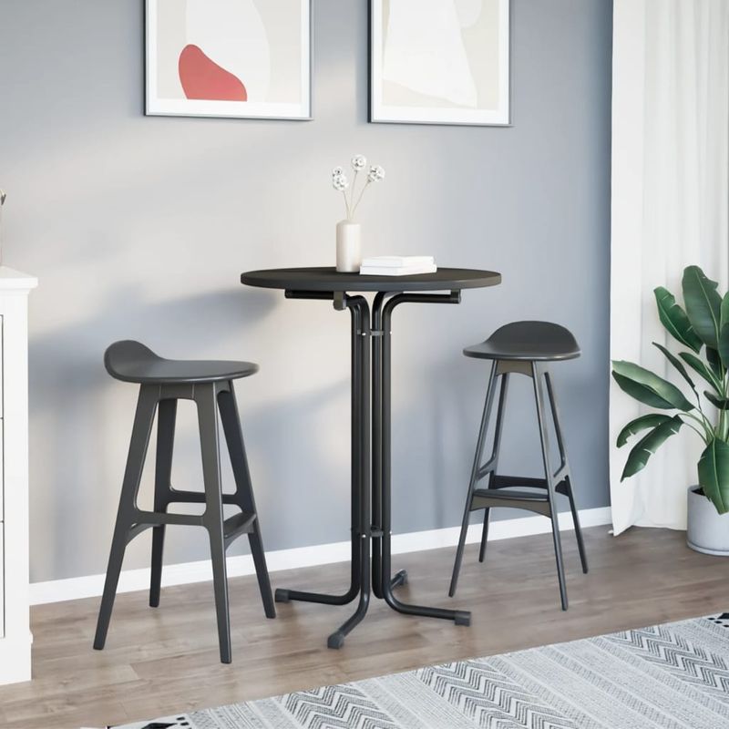 Casa si Gradina - Mobilier - Mese si birouri - Mese bucatarie si dining - Masa de bucatarie, negru, diametru 80x110 cm, lemn prelucrat și otel - Infinity.ro