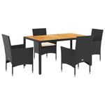 Casa si Gradina - Gradina si terasa - Mobilier exterior - Seturi mobila gradina - Set mobilier gradina perne 5 piese negru poliratan/lemn acacia - Infinity.ro