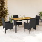Casa si Gradina - Gradina si terasa - Mobilier exterior - Seturi mobila gradina - Set mobilier gradina perne 5 piese negru poliratan/lemn acacia - Infinity.ro