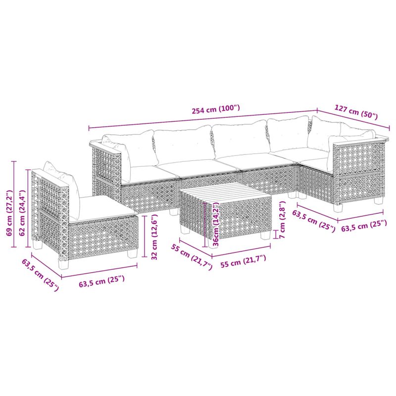 Casa si Gradina - Gradina si terasa - Mobilier exterior - Seturi mobila gradina - Set canapele de gradina cu perne, 7 piese, negru, poliratan - Infinity.ro