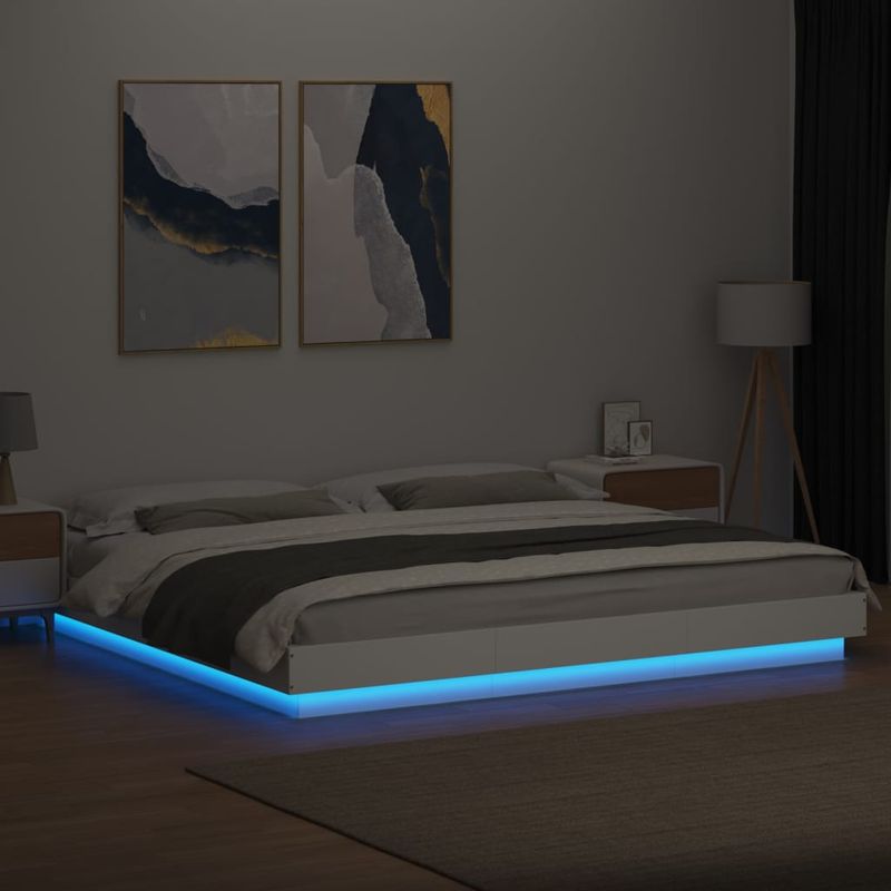 Casa si Gradina - Mobilier - Paturi si accesorii - Paturi - Cadru de pat cu lumini LED, alb, 180x200 cm, lemn prelucrat - Infinity.ro
