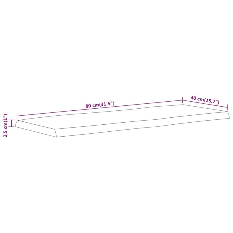 Casa si Gradina - Mobilier - Feronerie si accesorii mobila - Blat masa 80x40x2,5 cm dreptunghiular lemn acacia margine vie - Infinity.ro