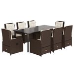 Casa si Gradina - Gradina si terasa - Mobilier exterior - Seturi mobila gradina - Set mobilier de gradina cu perne, 9 piese, maro, poliratan - Infinity.ro