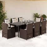 Casa si Gradina - Gradina si terasa - Mobilier exterior - Seturi mobila gradina - Set mobilier de gradina cu perne, 9 piese, maro, poliratan - Infinity.ro
