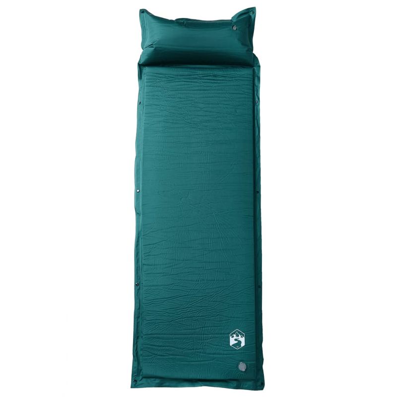 Sport si Outdoor - Camping - Saltele si accesorii pentru somn - Saltele camping - Saltea de camping auto-gonflabila cu perna integrata, verde - Infinity.ro