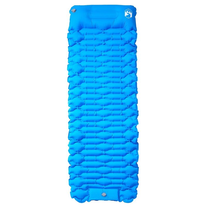 Sport si Outdoor/Camping/Saltele si accesorii pentru somn/Saltele camping - Saltea de camping auto-gonflabila, cu perna integrata, albastra - Infinity.ro