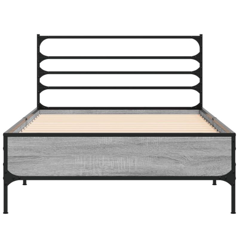 Casa si Gradina - Mobilier - Paturi si accesorii - Paturi - Cadru de pat, gri sonoma, 100x200 cm, lemn prelucrat si metal - Infinity.ro