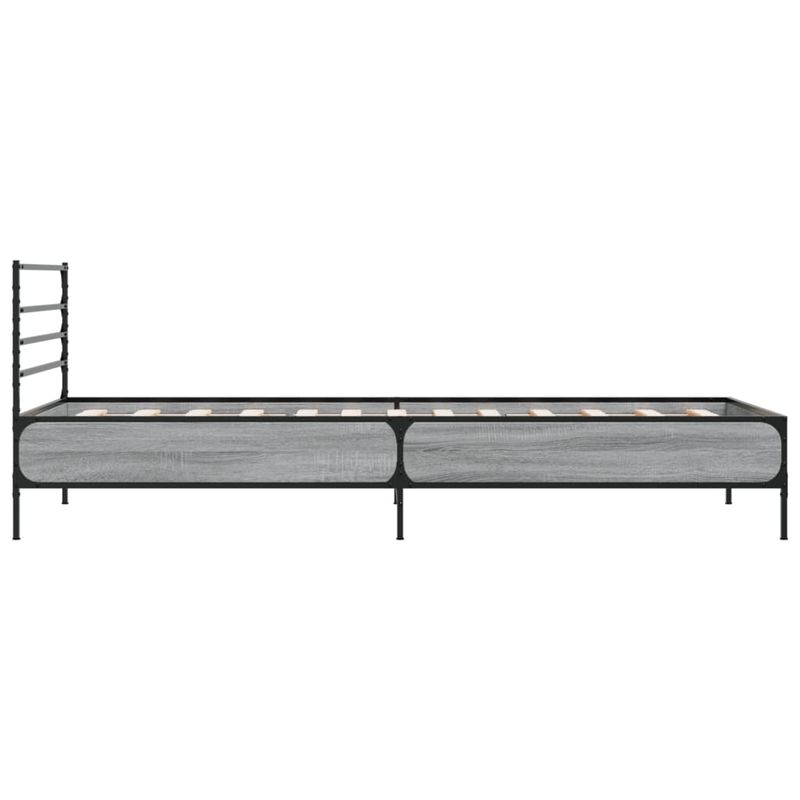 Casa si Gradina - Mobilier - Paturi si accesorii - Paturi - Cadru de pat, gri sonoma, 100x200 cm, lemn prelucrat si metal - Infinity.ro
