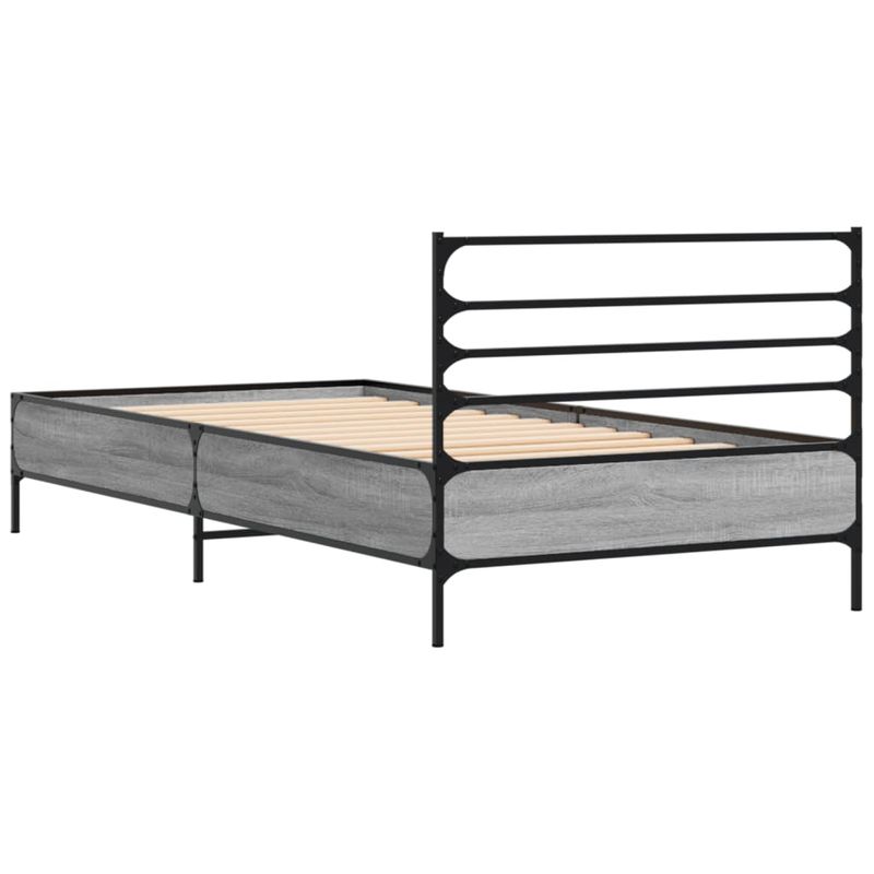 Casa si Gradina - Mobilier - Paturi si accesorii - Paturi - Cadru de pat, gri sonoma, 100x200 cm, lemn prelucrat si metal - Infinity.ro