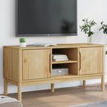 Casa si Gradina - Mobilier - Comode si corpuri - Comode - Dulap TV "FLORO", maro ceruit, 114x43x55 cm, lemn masiv de pin - Infinity.ro