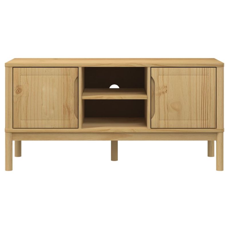 Casa si Gradina - Mobilier - Comode si corpuri - Comode - Dulap TV "FLORO", maro ceruit, 114x43x55 cm, lemn masiv de pin - Infinity.ro