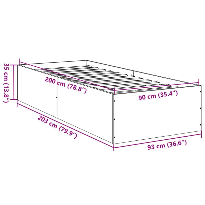 Casa si Gradina - Mobilier - Paturi si accesorii - Paturi - Cadru de pat, gri sonoma, 90x200 cm, lemn prelucrat - Infinity.ro