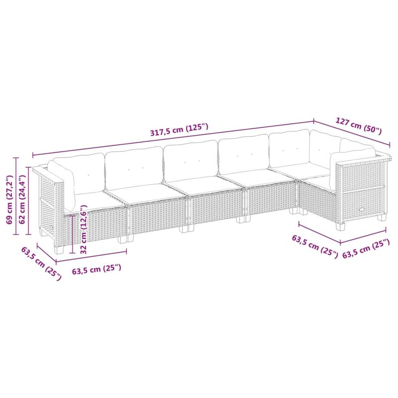 Casa si Gradina - Gradina si terasa - Mobilier exterior - Seturi mobila gradina - Set mobilier gradina cu perne, 6 piese, gri, poliratan - Infinity.ro