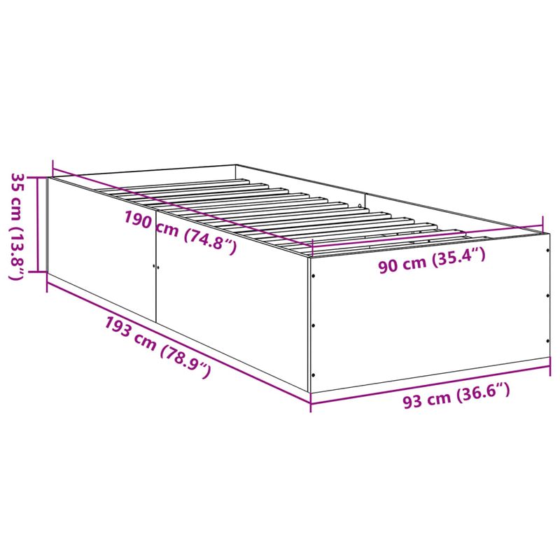 Casa si Gradina - Mobilier - Paturi si accesorii - Paturi - Cadru de pat, alb, 90x190 cm, lemn prelucrat - Infinity.ro