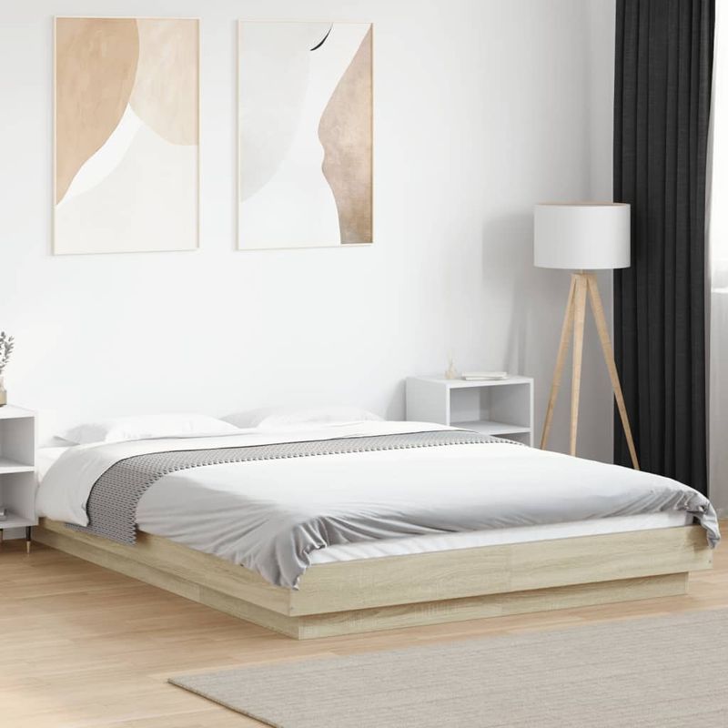 Casa si Gradina - Mobilier - Paturi si accesorii - Paturi - Cadru de pat, stejar sonoma, 140x200 cm, lemn prelucrat - Infinity.ro