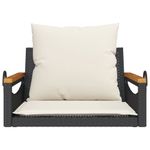 Casa si Gradina - Gradina si terasa - Mobilier exterior - Bancute de gradina - Banca de balansoar cu perne, negru, 63x62x40 cm, poliratan, model cotiere cu design rotund - Infinity.ro