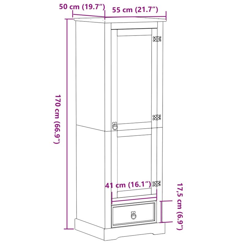 Casa si Gradina - Mobilier - Dulapuri si sifoniere - Sifoniere - Sifonier Corona, 55x50x170 cm, lemn masiv de pin - Infinity.ro