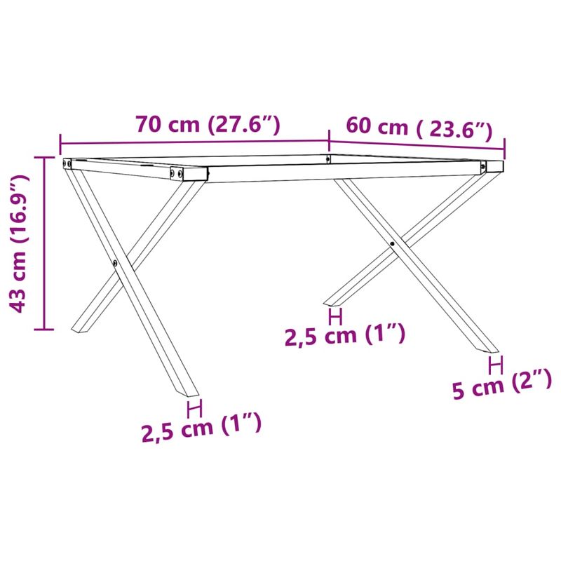 Casa si Gradina - Mobilier - Feronerie si accesorii mobila - Picioare Masuta de cafea X-Frame 70x60x43 cm Fonta - Infinity.ro