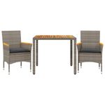 Casa si Gradina - Gradina si terasa - Mobilier exterior - Seturi mobila gradina - Set mobilier gradina cu perne 3 piese gri poliratan/lemn acacia - Infinity.ro