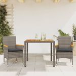 Casa si Gradina - Gradina si terasa - Mobilier exterior - Seturi mobila gradina - Set mobilier gradina cu perne 3 piese gri poliratan/lemn acacia - Infinity.ro