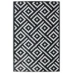 Casa si Gradina - Textile si covoare - Covoare - Covoare casa - Covor de exterior, alb și negru, 120x180 cm, PP, design cu pătrate - Infinity.ro