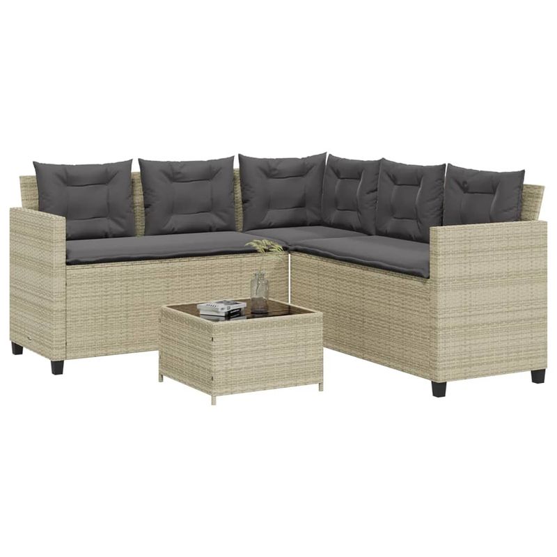Casa si Gradina - Gradina si terasa - Mobilier exterior - Seturi mobila gradina - Canapea gradina cu masa/perne, forma de L poliratan gri deschis - Infinity.ro