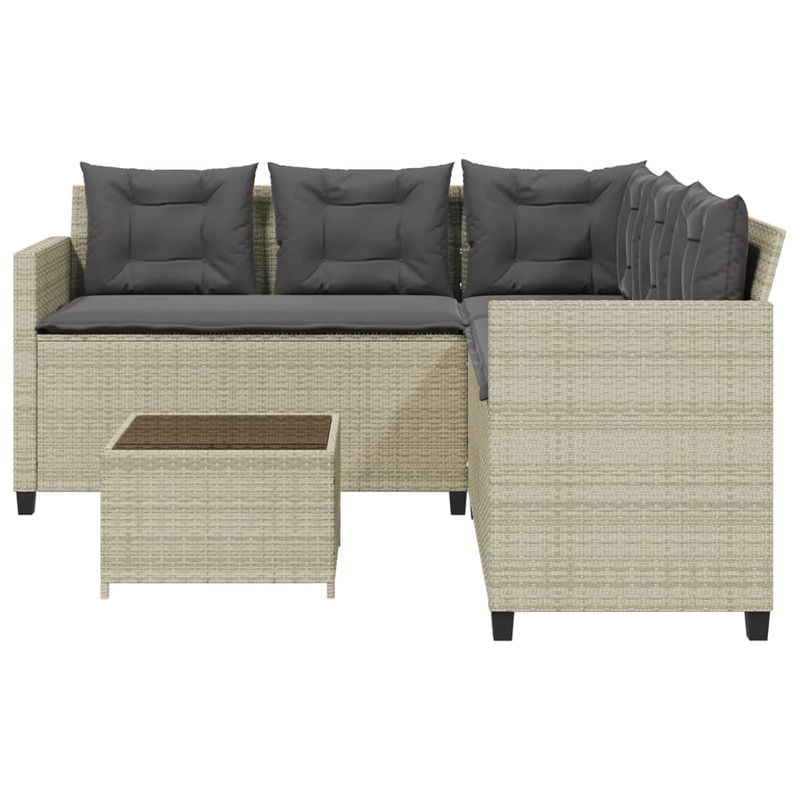 Casa si Gradina - Gradina si terasa - Mobilier exterior - Seturi mobila gradina - Canapea gradina cu masa/perne, forma de L poliratan gri deschis - Infinity.ro