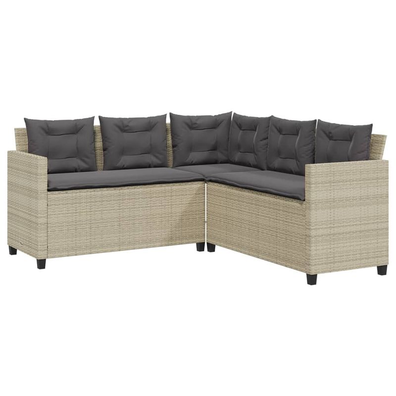 Casa si Gradina - Gradina si terasa - Mobilier exterior - Seturi mobila gradina - Canapea gradina cu masa/perne, forma de L poliratan gri deschis - Infinity.ro