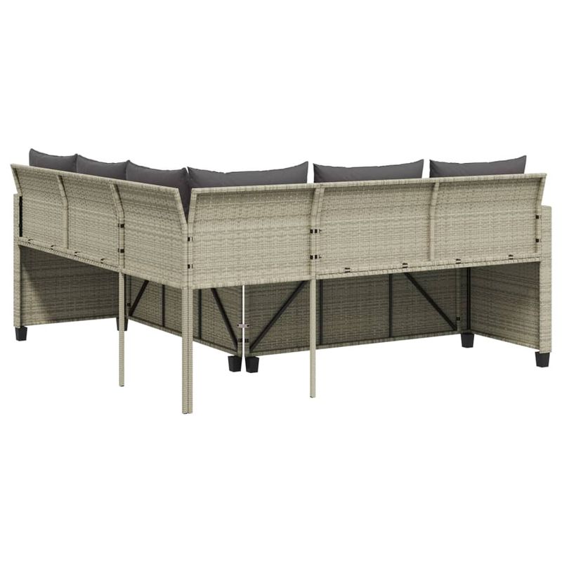 Casa si Gradina - Gradina si terasa - Mobilier exterior - Seturi mobila gradina - Canapea gradina cu masa/perne, forma de L poliratan gri deschis - Infinity.ro