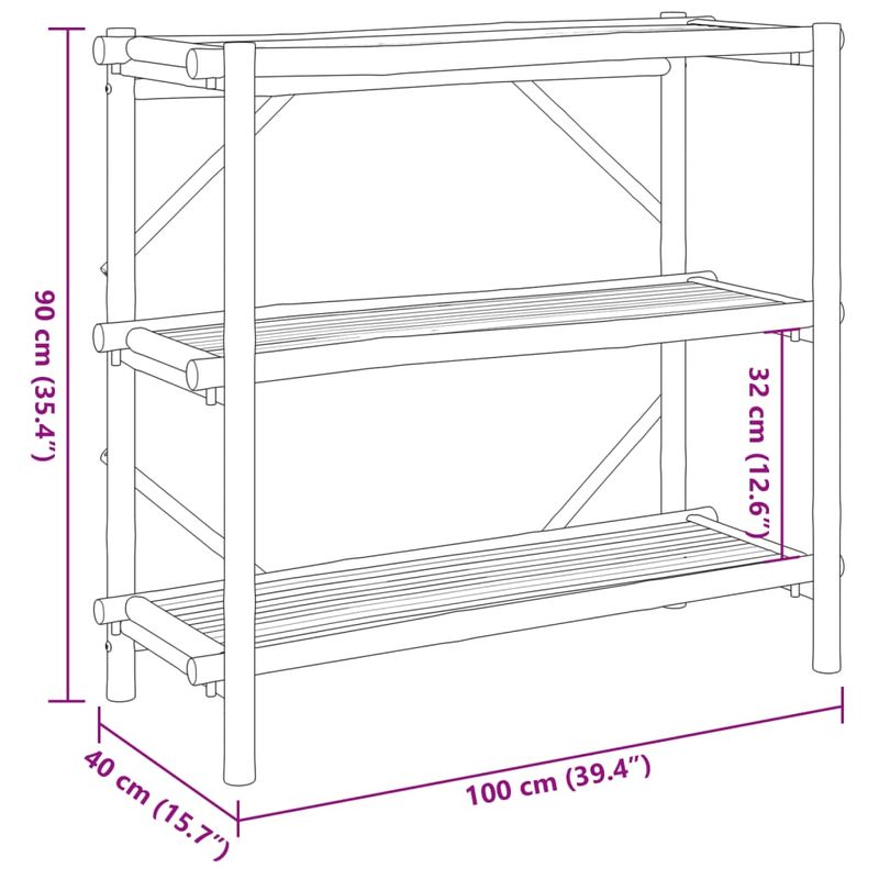 Casa si Gradina - Mobilier - Biblioteci si rafturi - Rafturi - Raft cu 3 niveluri, 100x40x90 cm, bambus - Infinity.ro