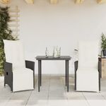 Casa si Gradina - Gradina si terasa - Mobilier exterior - Scaune si sezlonguri gradina - Scaune de gradina rabatabile cu perne, 2 buc., negru, poliratan - Infinity.ro