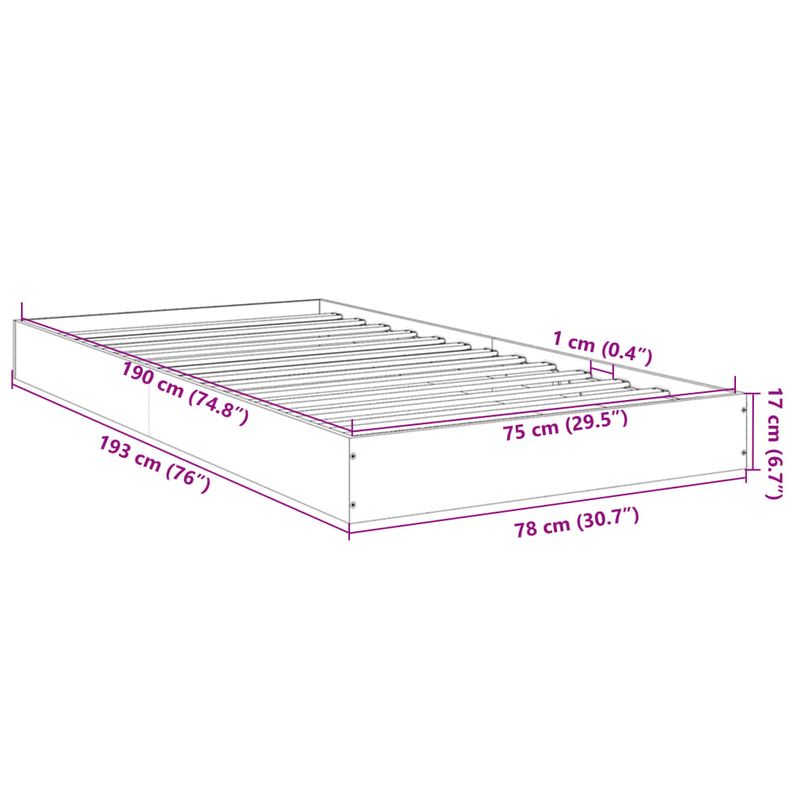 Casa si Gradina - Mobilier - Paturi si accesorii - Paturi - Cadru de pat, stejar sonoma, 75x190 cm, lemn prelucrat - Infinity.ro