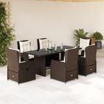 Casa si Gradina - Gradina si terasa - Mobilier exterior - Seturi mobila gradina - Set mobilier de gradina cu perne, 7 piese, maro, poliratan - Infinity.ro