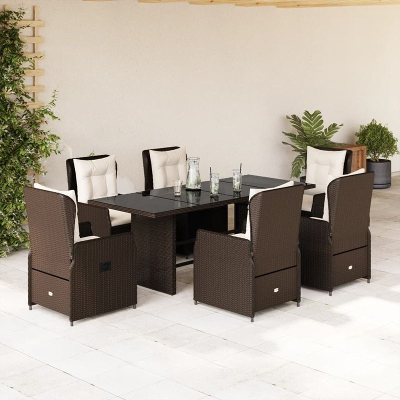 Casa si Gradina - Gradina si terasa - Mobilier exterior - Seturi mobila gradina - Set mobilier de gradina cu perne, 7 piese, maro, poliratan - Infinity.ro