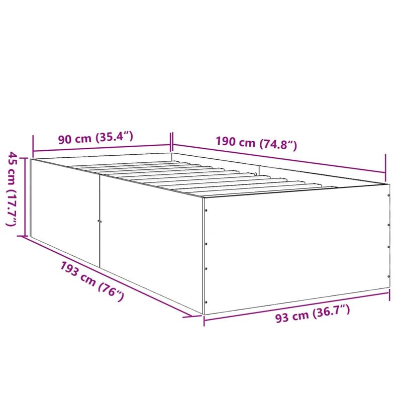 Casa si Gradina - Mobilier - Paturi si accesorii - Paturi - Cadru de pat, stejar sonoma, 90x190 cm, lemn prelucrat - Infinity.ro