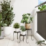 Casa si Gradina - Gradinarit si plante - Plante si ghivece - Ghivece si suporturi - Suporturi pentru plante, 3 buc., negru si alb, ceramica - Infinity.ro