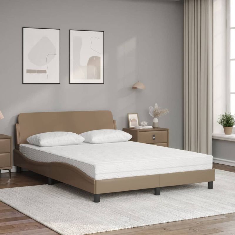 Casa si Gradina - Mobilier - Paturi si accesorii - Paturi - Pat cu saltea, cappuccino, 120x200cm piele ecologica - Infinity.ro
