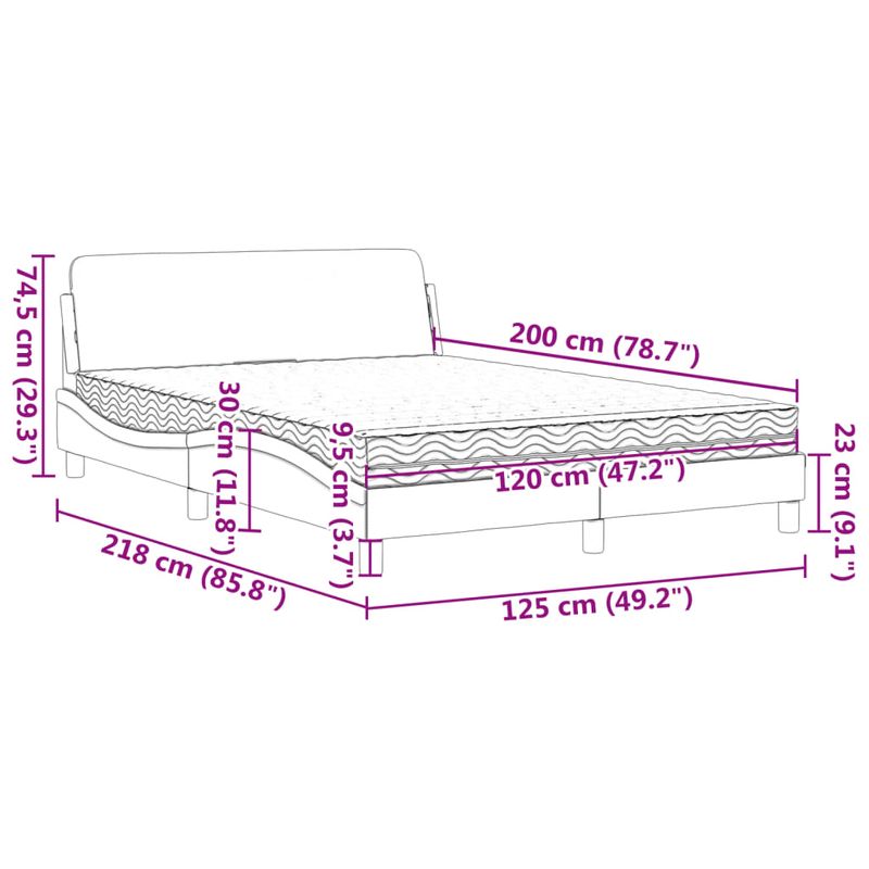 Casa si Gradina - Mobilier - Paturi si accesorii - Paturi - Pat cu saltea, cappuccino, 120x200cm piele ecologica - Infinity.ro