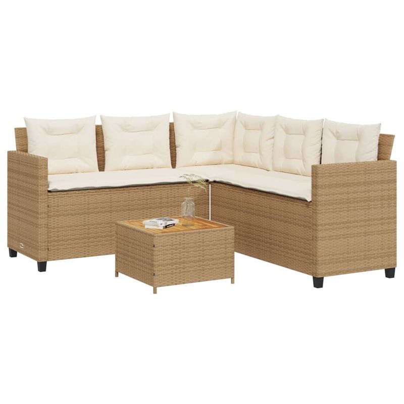 Casa si Gradina - Gradina si terasa - Mobilier exterior - Seturi mobila gradina - Canapea de gradina cu masa/perne, forma de L, poliratan bej - Infinity.ro