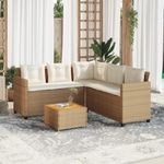 Casa si Gradina - Gradina si terasa - Mobilier exterior - Seturi mobila gradina - Canapea de gradina cu masa/perne, forma de L, poliratan bej - Infinity.ro