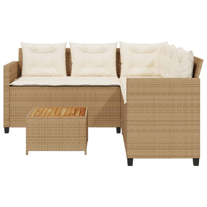 Casa si Gradina - Gradina si terasa - Mobilier exterior - Seturi mobila gradina - Canapea de gradina cu masa/perne, forma de L, poliratan bej - Infinity.ro