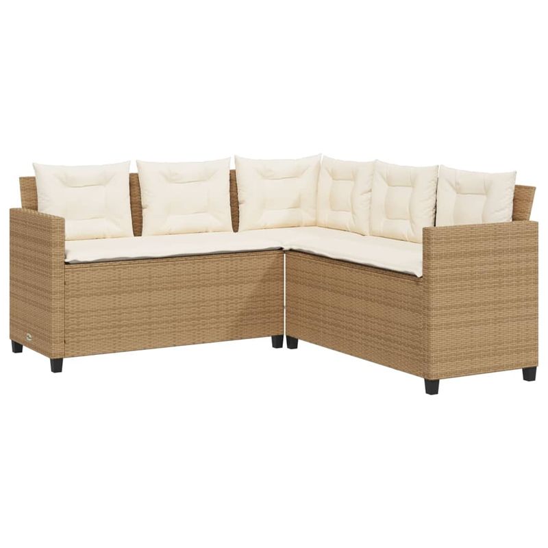 Casa si Gradina - Gradina si terasa - Mobilier exterior - Seturi mobila gradina - Canapea de gradina cu masa/perne, forma de L, poliratan bej - Infinity.ro